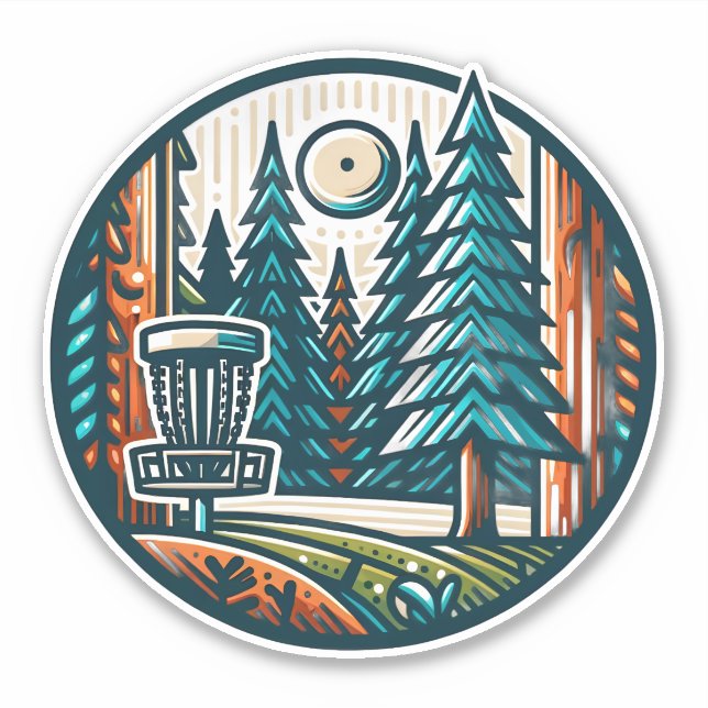 Disc Golf in the Woods Retro Vibe Art (Front)