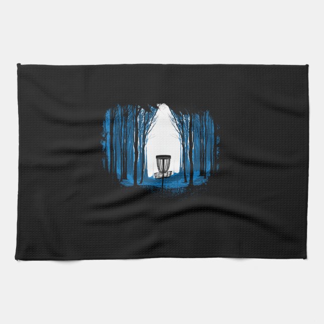 Disc Golf Into  Woods Long Sleeve Tea Towel (Horizontal)