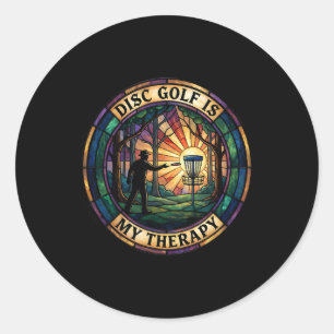 Disc Golf Is My Therapy Disc Golfer Nature Classic Round Sticker