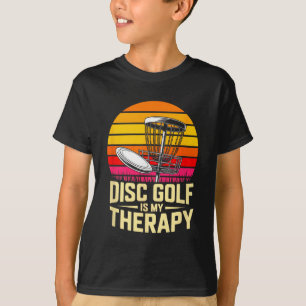 Disc Golf Is My Therapy Retro Sunset Frisbee T-Shirt