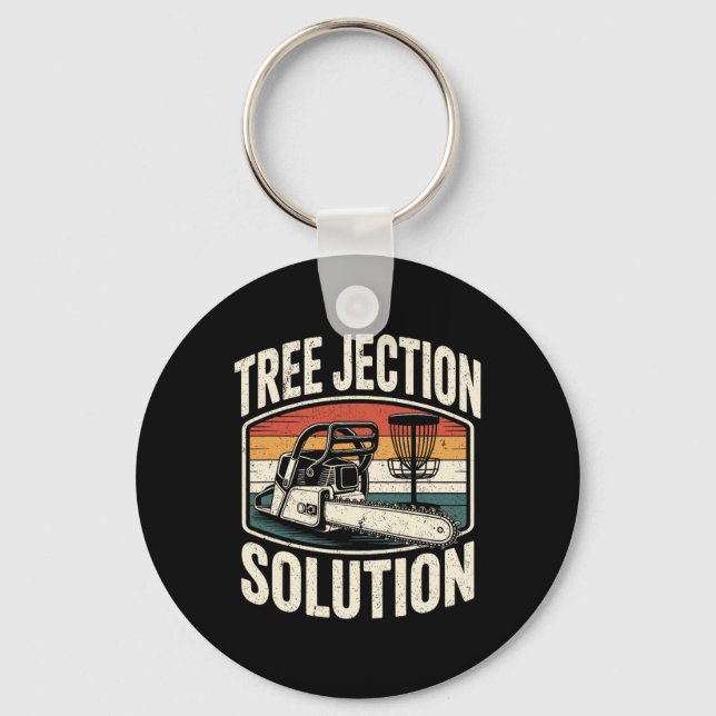 Disc Golf Joke Tree-jection Solution _3  Key Ring (Front)