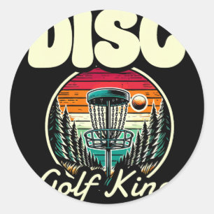 Disc Golf King Retro Forest Sunset  Classic Round Sticker