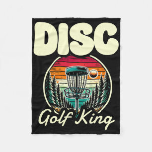 Disc Golf King Retro Forest Sunset  Fleece Blanket