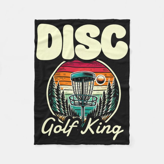 Disc Golf King Retro Forest Sunset  Fleece Blanket (Front)