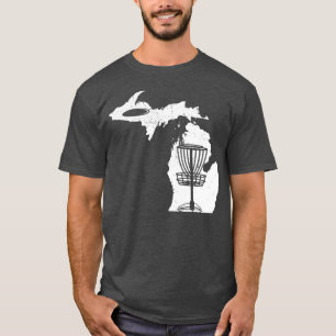 Disc Golf Lover Cool Michigan Map Disc Golf Gift T-Shirt