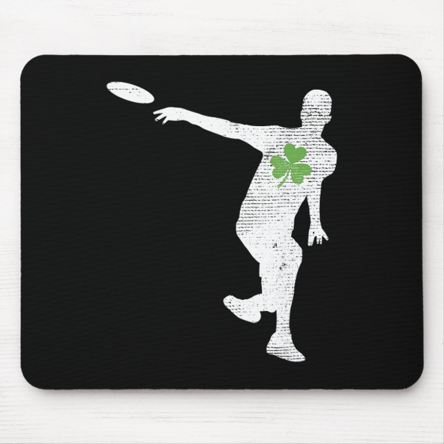 Disc Golf Lovers Green Shamrock Leaf St Patricks D Mouse Mat (Front)