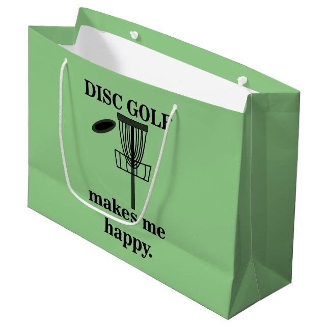 Disc Golf Makes Me Happy Disc Golf Large Gift Bag (Front Angled)