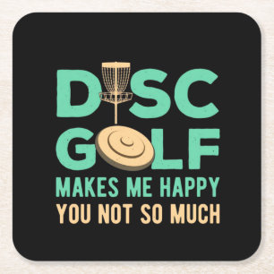 Disc Golf Makes Me Happy Square Paper Coaster