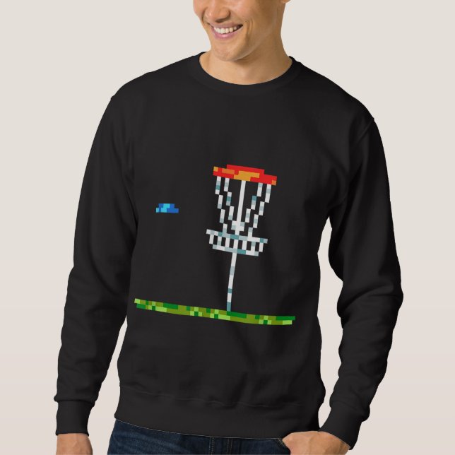 Disc Golf Men Disc Golf 8 Bit Basket Sweatshirt (Front)