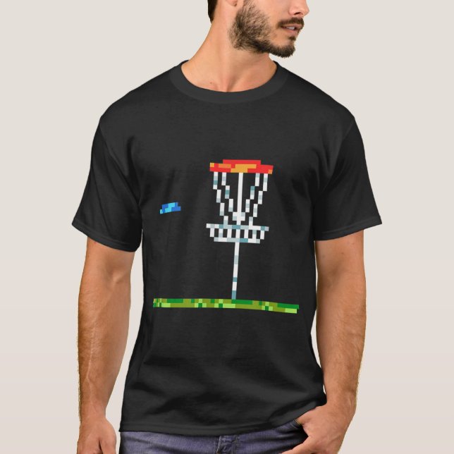 Disc Golf Men Disc Golf 8 Bit Basket T-Shirt (Front)
