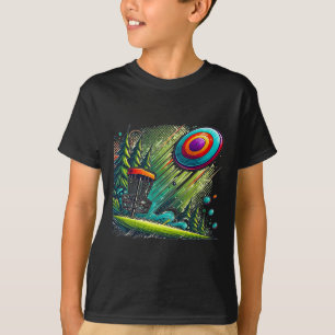 Disc Golf Motif, Retro Style Disc Golf Sket Design T-Shirt