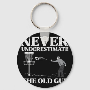 Disc Golf Never Underestimate Old Guy Frisbee Frol Key Ring