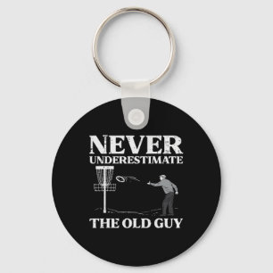 Disc Golf Never Underestimate Old Guy Frisbee Frol Key Ring