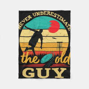Disc Golf Never Underestimate The Old Guy Vintage  Fleece Blanket
