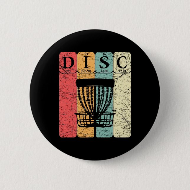 Disc Golf Periodic Table Elements Frolf Player Vin 6 Cm Round Badge (Front)