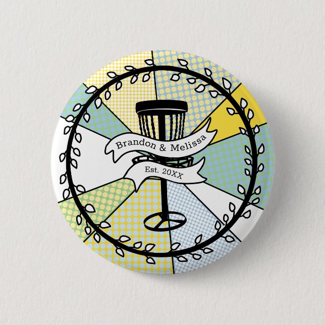 Disc Golf Personalised Couple Established Date    6 Cm Round Badge (Front)