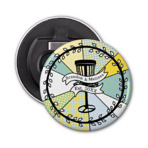 Disc Golf Personalised Couple Established Date   Bottle Opener