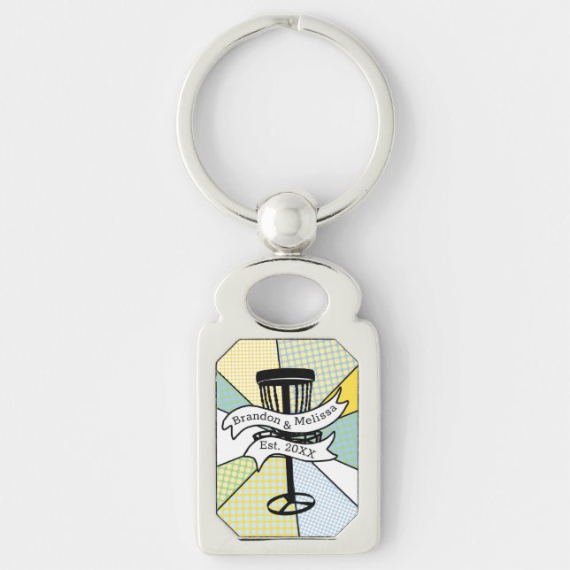 Disc Golf Personalised Couple Established Date     Key Ring (Front)