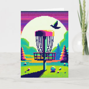Disc Golf Pin Pixel Art Birthday Card