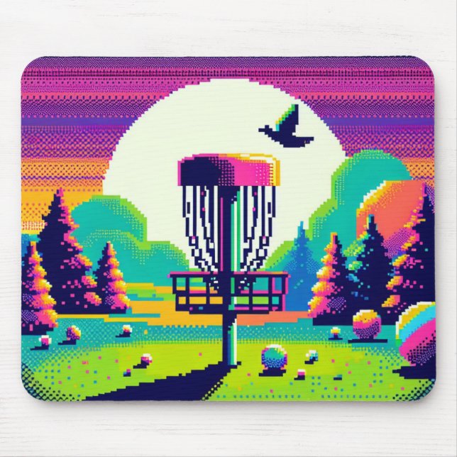 Disc Golf Pin Pixel Art Mouse Mat (Front)
