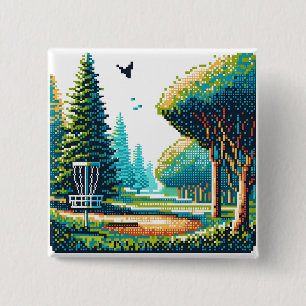 Disc Golf Pixel Art  15 Cm Square Badge