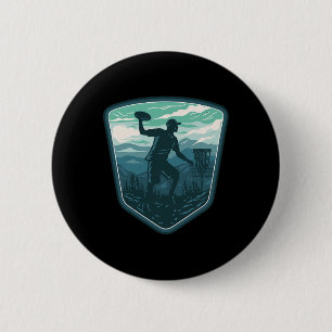 Disc Golf Player Frisbee Golfer Golfing Retro Vint 6 Cm Round Badge