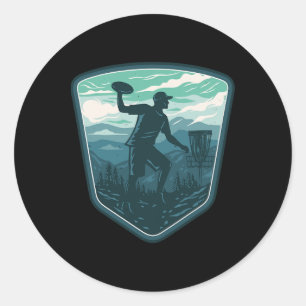 Disc Golf Player Frisbee Golfer Golfing Retro Vint Classic Round Sticker