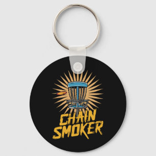 Disc Golf Player Golfing Golfer Chain Smoker Men W Key Ring
