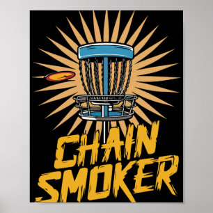 Disc Golf Player Golfing Golfer Chain Smoker Men W Poster