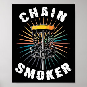 Disc Golf Player Golfing Golfer Chain Smoker Men W Poster