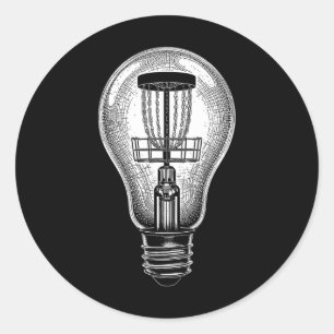 Disc Golf Player Light Bulb Sket Good Idea Golfer Classic Round Sticker