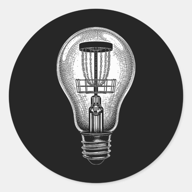 Disc Golf Player Light Bulb Sket Good Idea Golfer  Classic Round Sticker (Front)