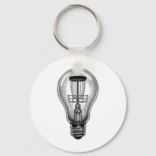 Disc Golf Player Light Bulb Sket Good Idea Golfer Key Ring