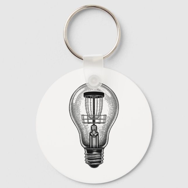 Disc Golf Player Light Bulb Sket Good Idea Golfer  Key Ring (Front)