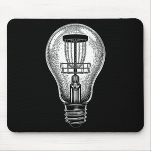 Disc Golf Player Light Bulb Sket Good Idea Golfer Mouse Mat