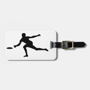 Disc golf player luggage tag