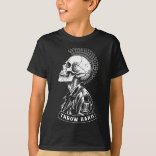 Disc Golf Player Punk Rock Skull Mohawk Throw Hard T-Shirt