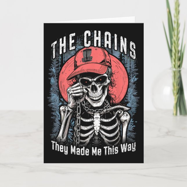 Disc Golf Player Skeleton Chains Made Me Halloween Card (Front)