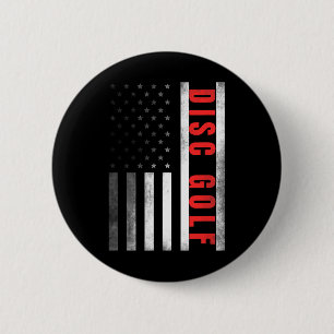 Disc Golf Player Vintage Us Flag Proud Disc Golf 6 Cm Round Badge