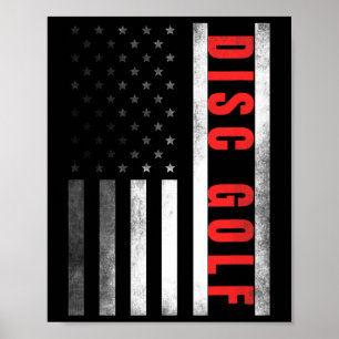 Disc Golf Player Vintage Us Flag Proud Disc Golf Poster