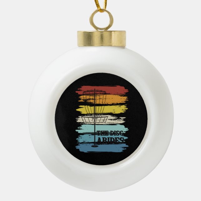 Disc Golf Retro Ceramic Ball Christmas Ornament (Front)