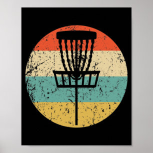 Disc Golf Retro Disc Golf Basket Hooded Sweat Poster