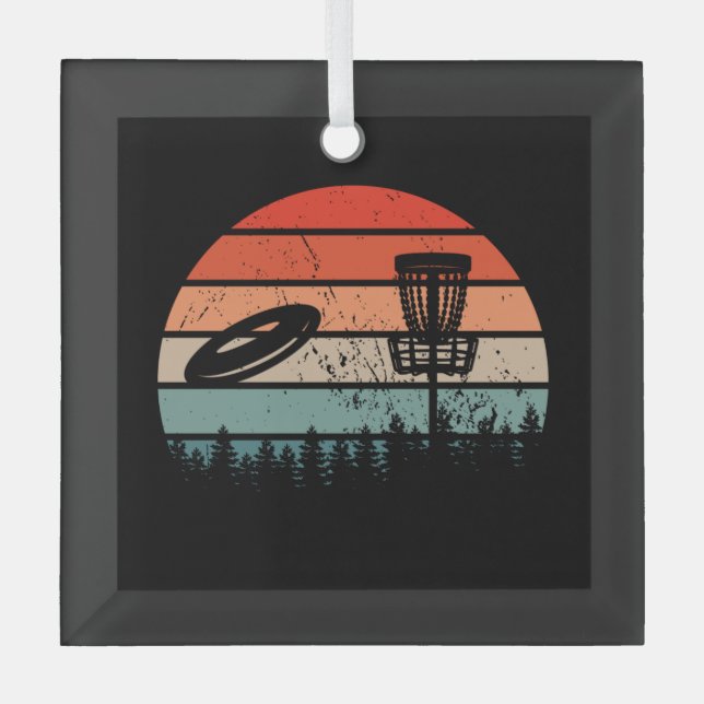 Disc Golf Retro Glass Tree Decoration (Front)