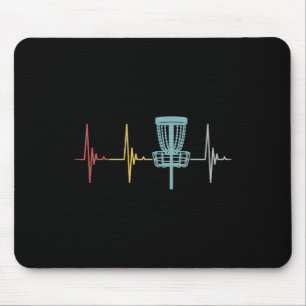 Disc Golf Retro Heartbeat Gift Frisbee Player Par  Mouse Mat