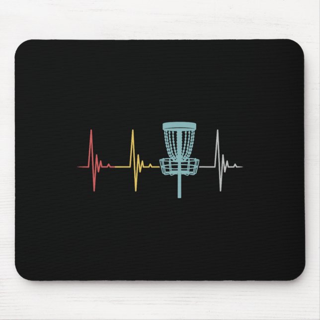 Disc Golf Retro Heartbeat Gift Frisbee Player Par  Mouse Mat (Front)