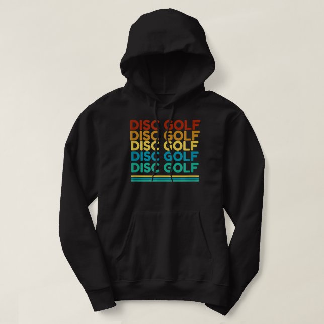 Disc Golf Retro Repeat Text Frisbee Golf Player Hoodie (Design Front)