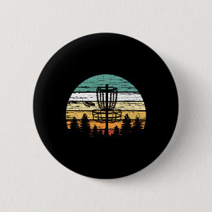 Disc Golf Retro Shirt, Sunset Vintage Frisbee Golf 6 Cm Round Badge