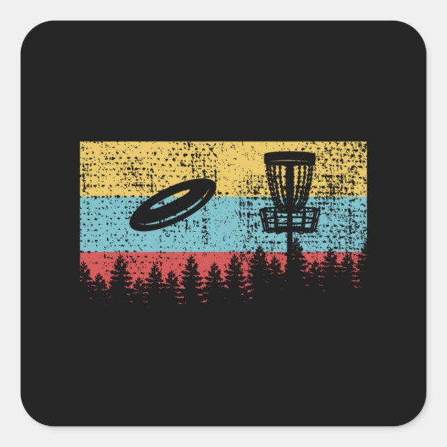 Disc Golf Retro Square Sticker (Front)