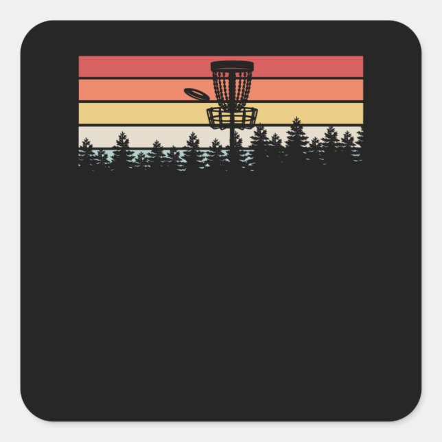 Disc Golf Retro Square Sticker (Front)