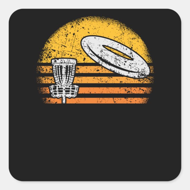 Disc Golf Retro Square Sticker (Front)